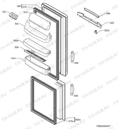 Взрыв-схема холодильника Rex Electrolux RNA34770C - Схема узла Door 003